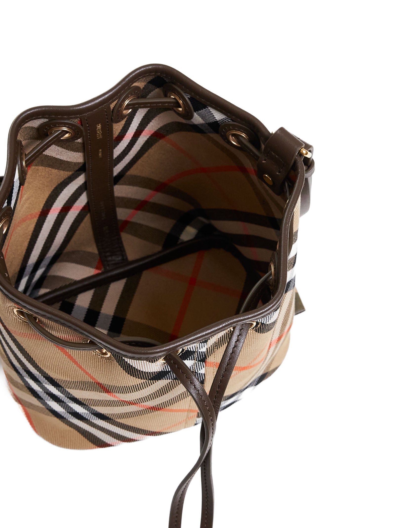 Check canvas mini bucket bag - 4