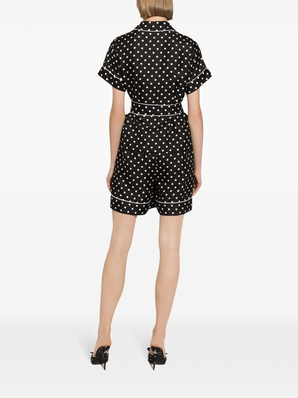 polka-dot silk twill shorts - 4