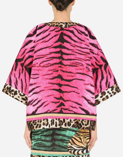 Dolce & Gabbana Tiger-print brocade jacket with short sleeves outlook