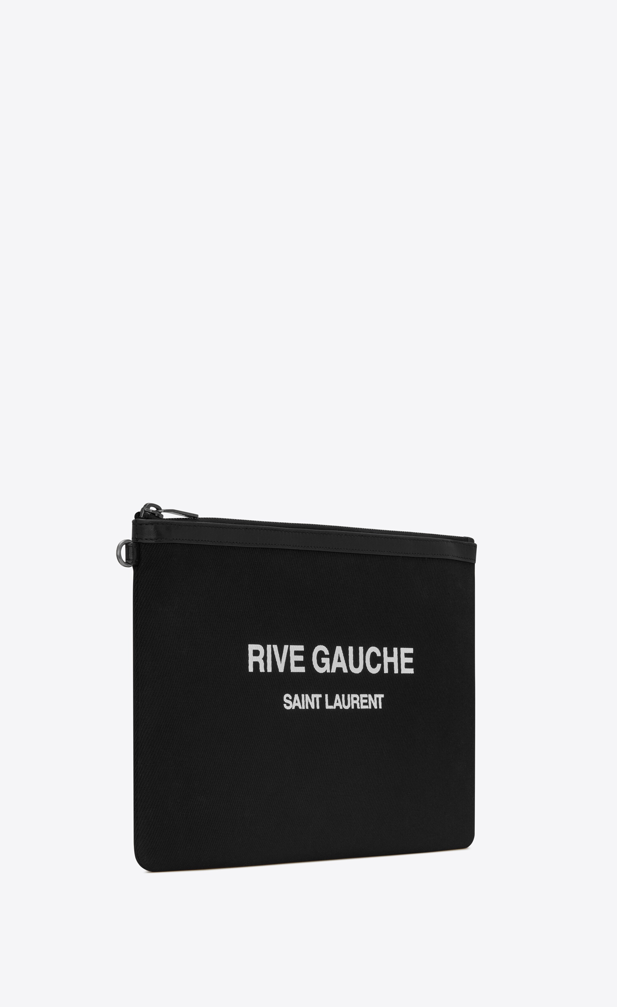 rive gauche zippered pouch in bias canvas - 3
