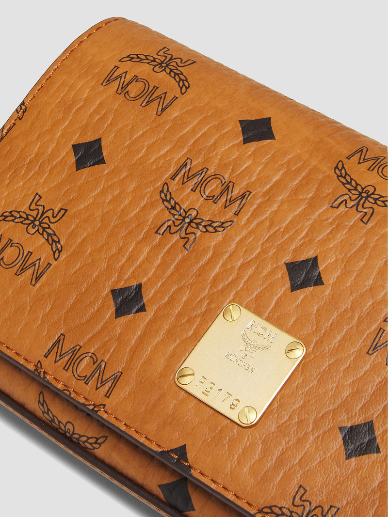 Women's Visetos Leather Mini Crossbody Bag - Cognac 5