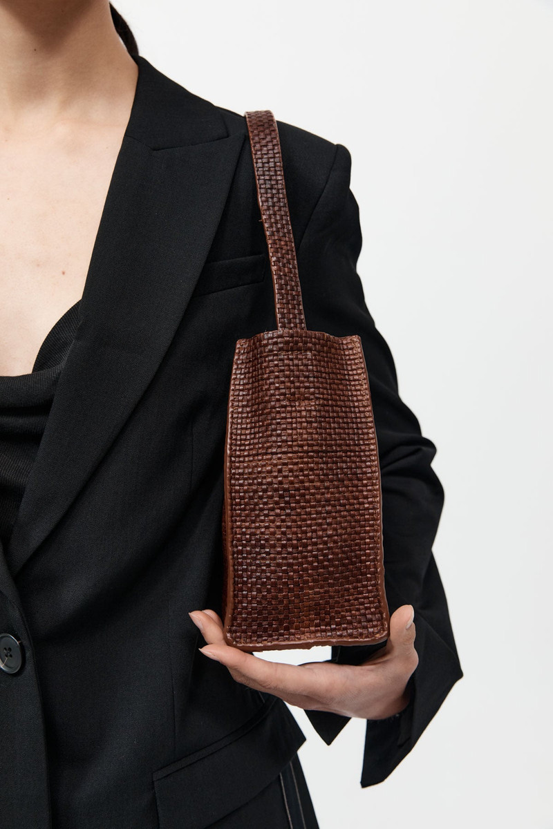 PRE-ORDER: Woven Minimal Mini Tote - Antique Tan 3