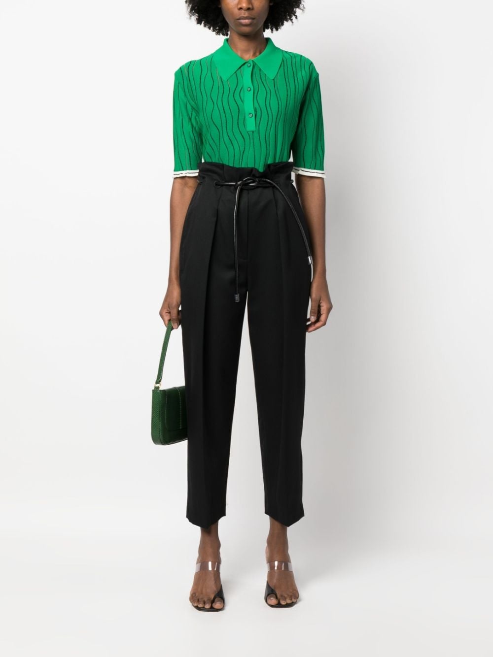 belted-waist cropped trousers - 2