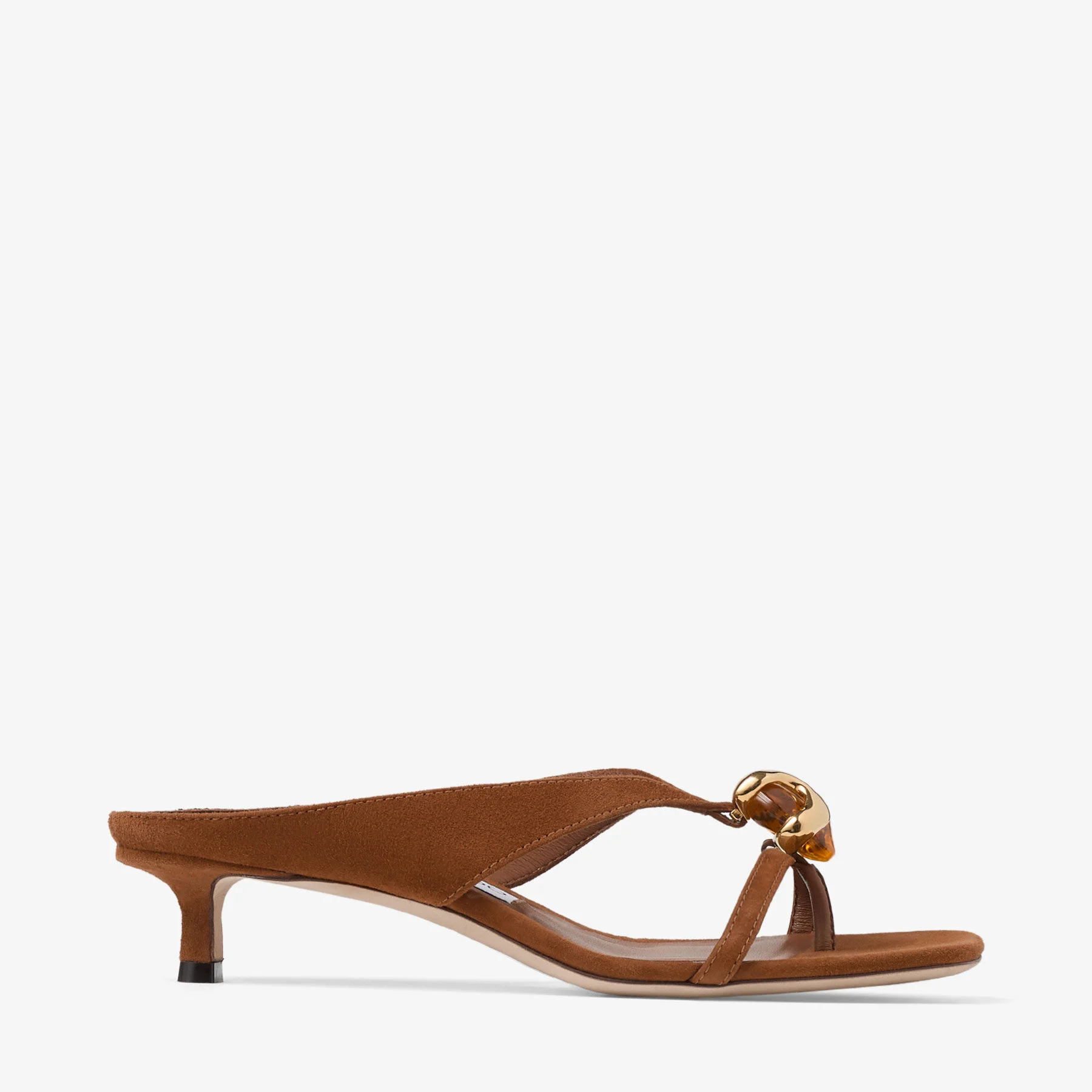 Emeri Stone 35 Tan Suede Sandals with Stone Detail - 1
