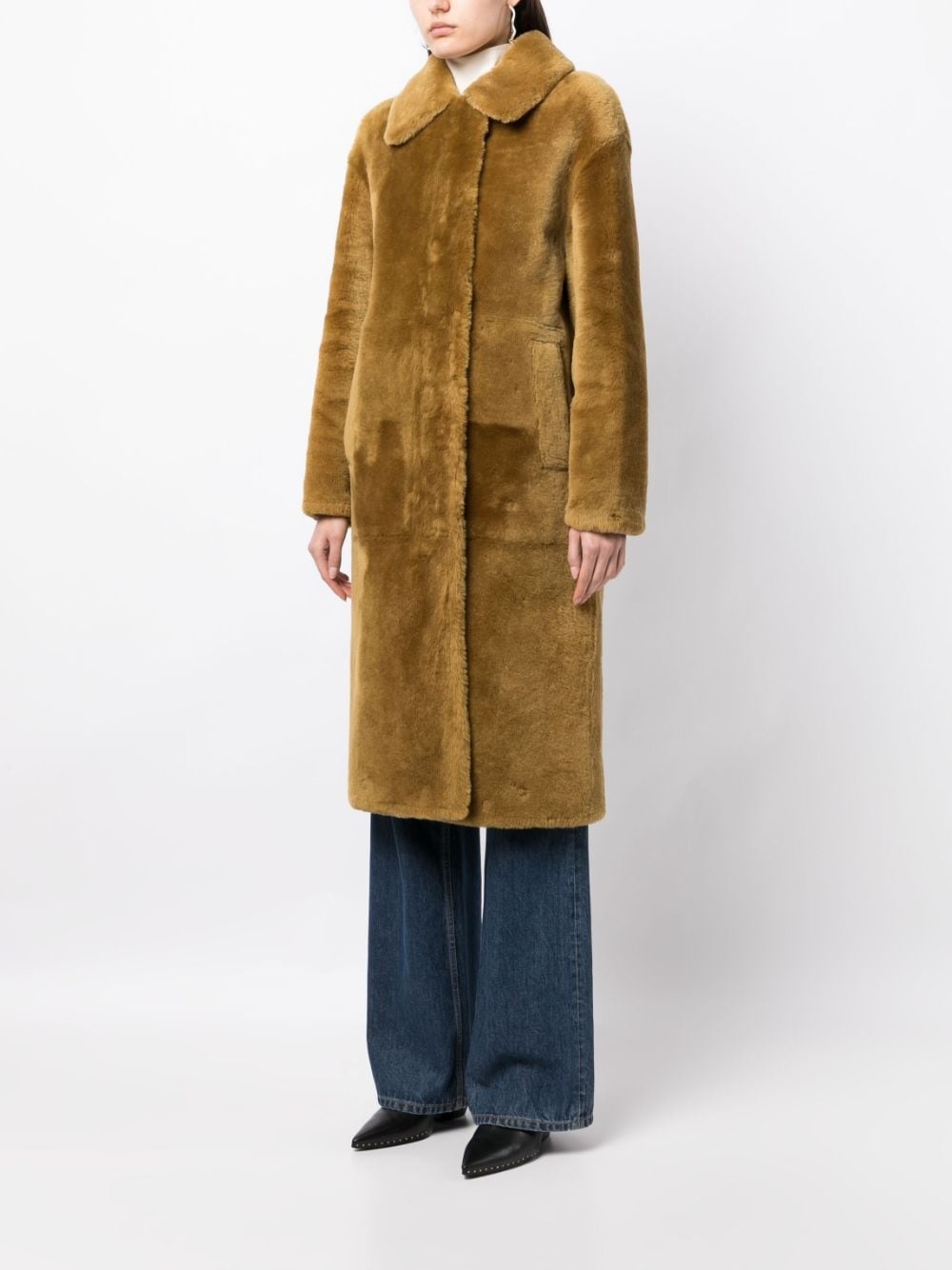 faux-fur mid-length coat - 3