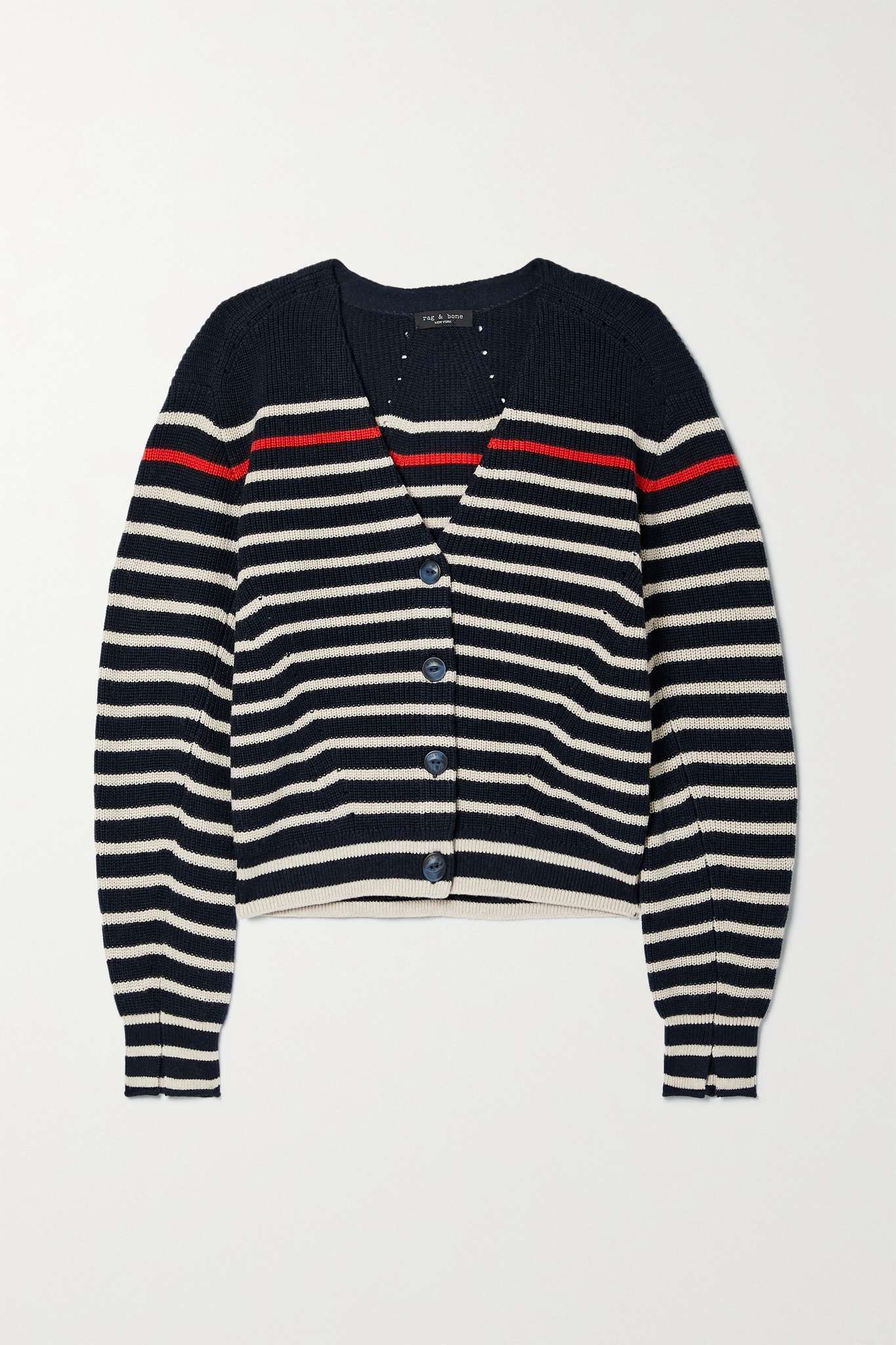 Ann striped cotton and cashmere-blend cardigan - 1