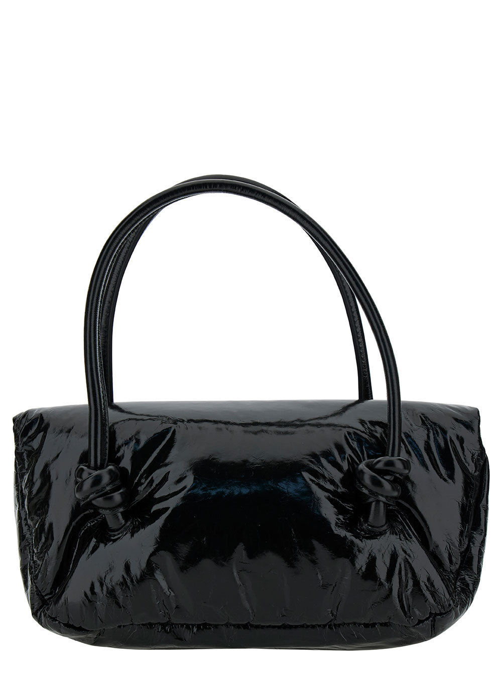 Jil Sander Women 'Knot Small' Black Shoulder Bag With Laminated Logo In Patent Leather Woman - 4