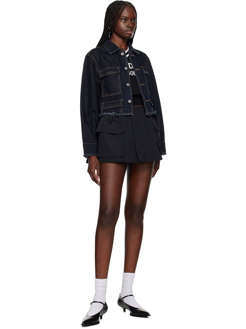 We11done Navy Cropped Denim Jacket outlook