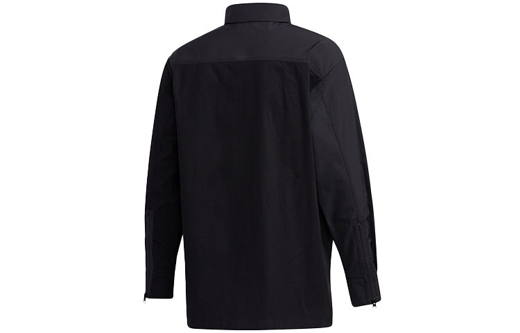 adidas originals Solid Color Splicing Casual Long Sleeves Shirt Black GT7306 - 2