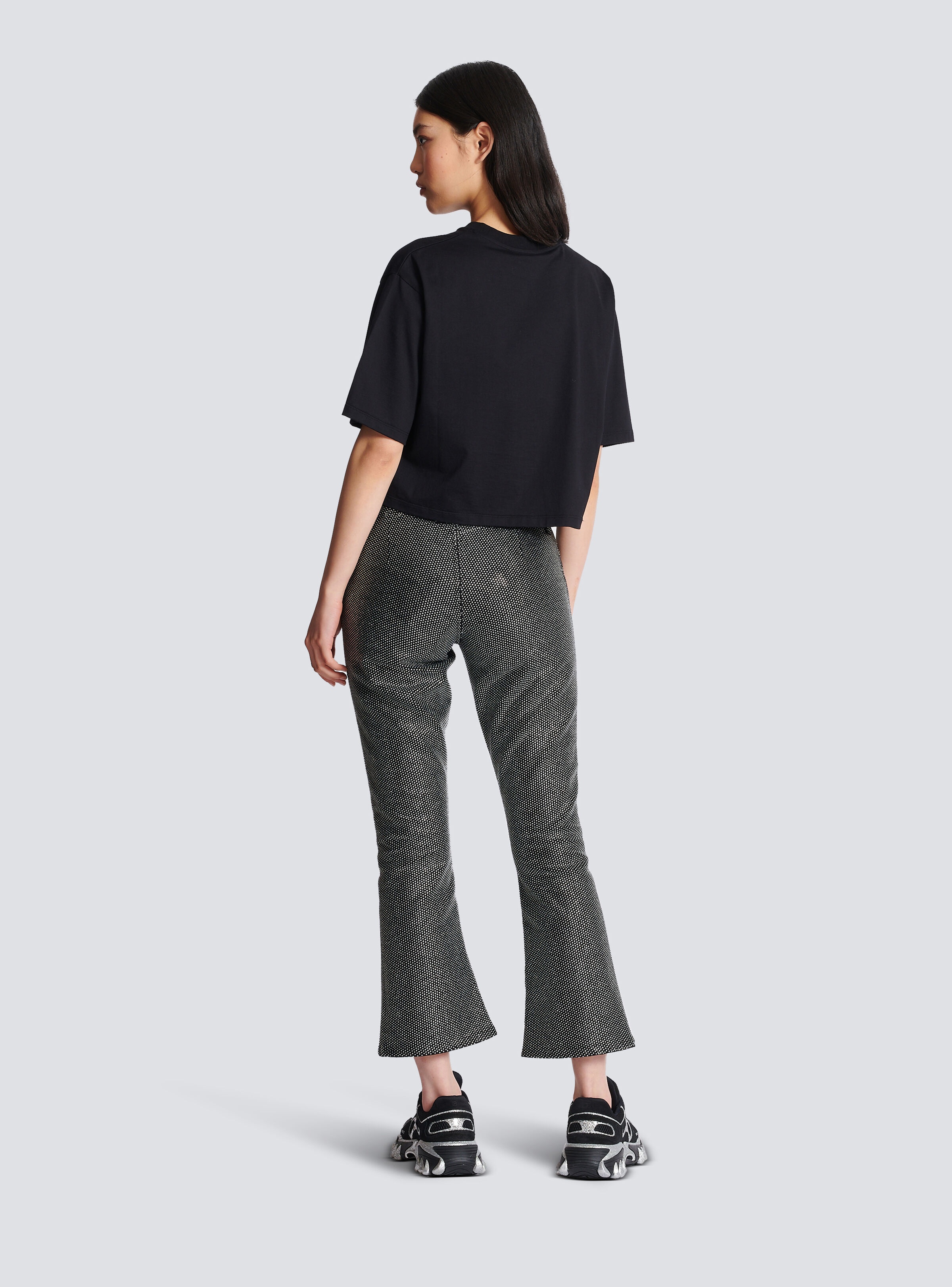 Cropped rhinestone Balmain T-shirt - 4