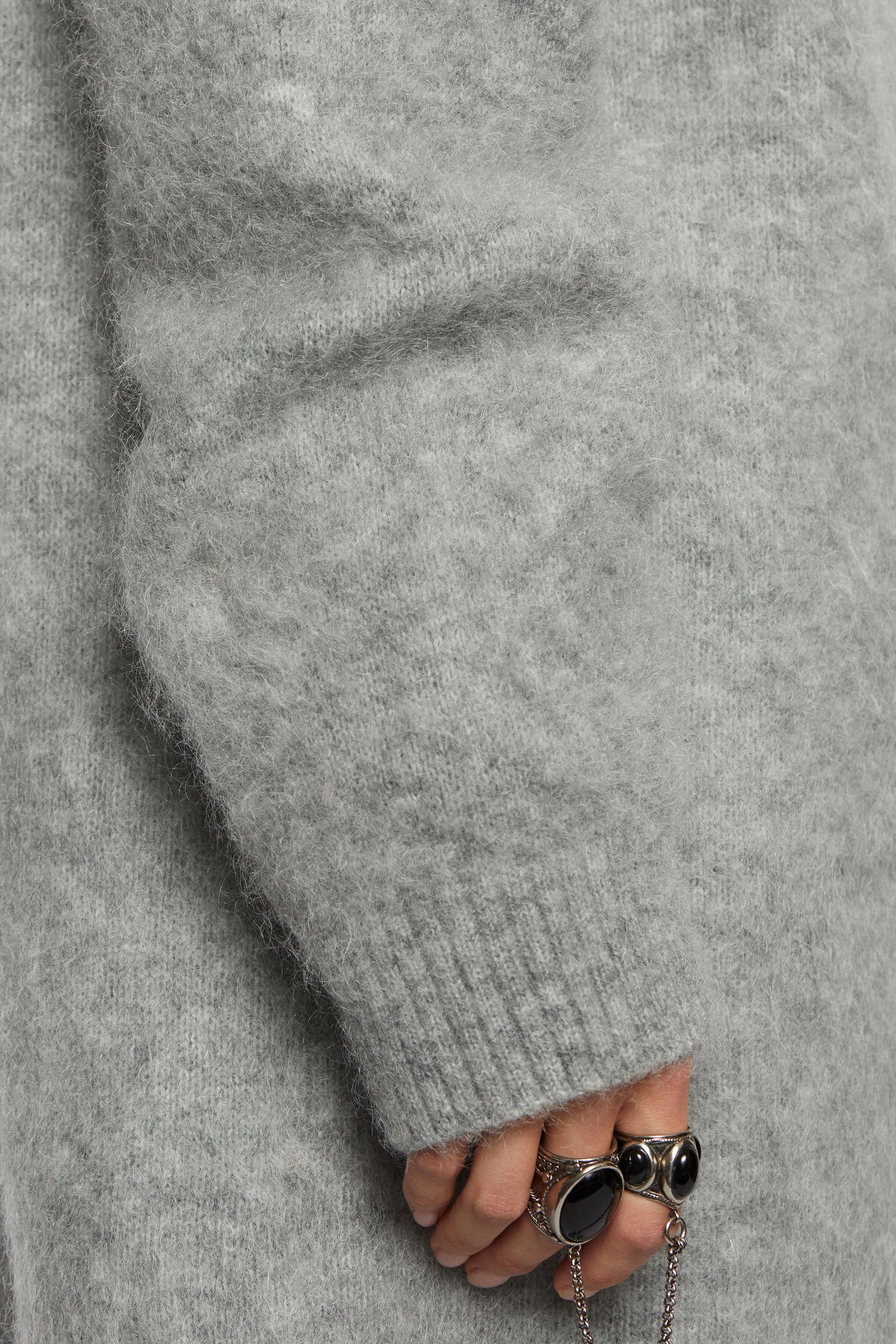 Long mohair-blend cardigan cold grey melange - 4