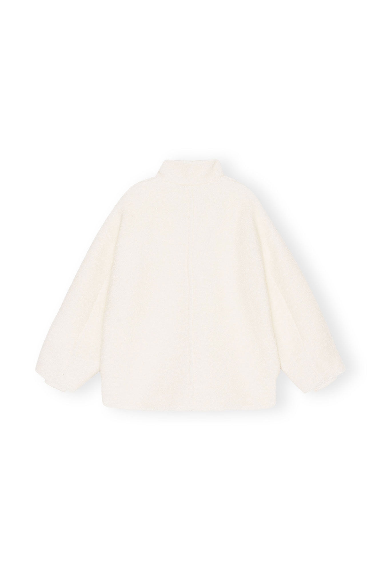 WHITE BOUCLE WOOL SHOULDER JACKET - 3