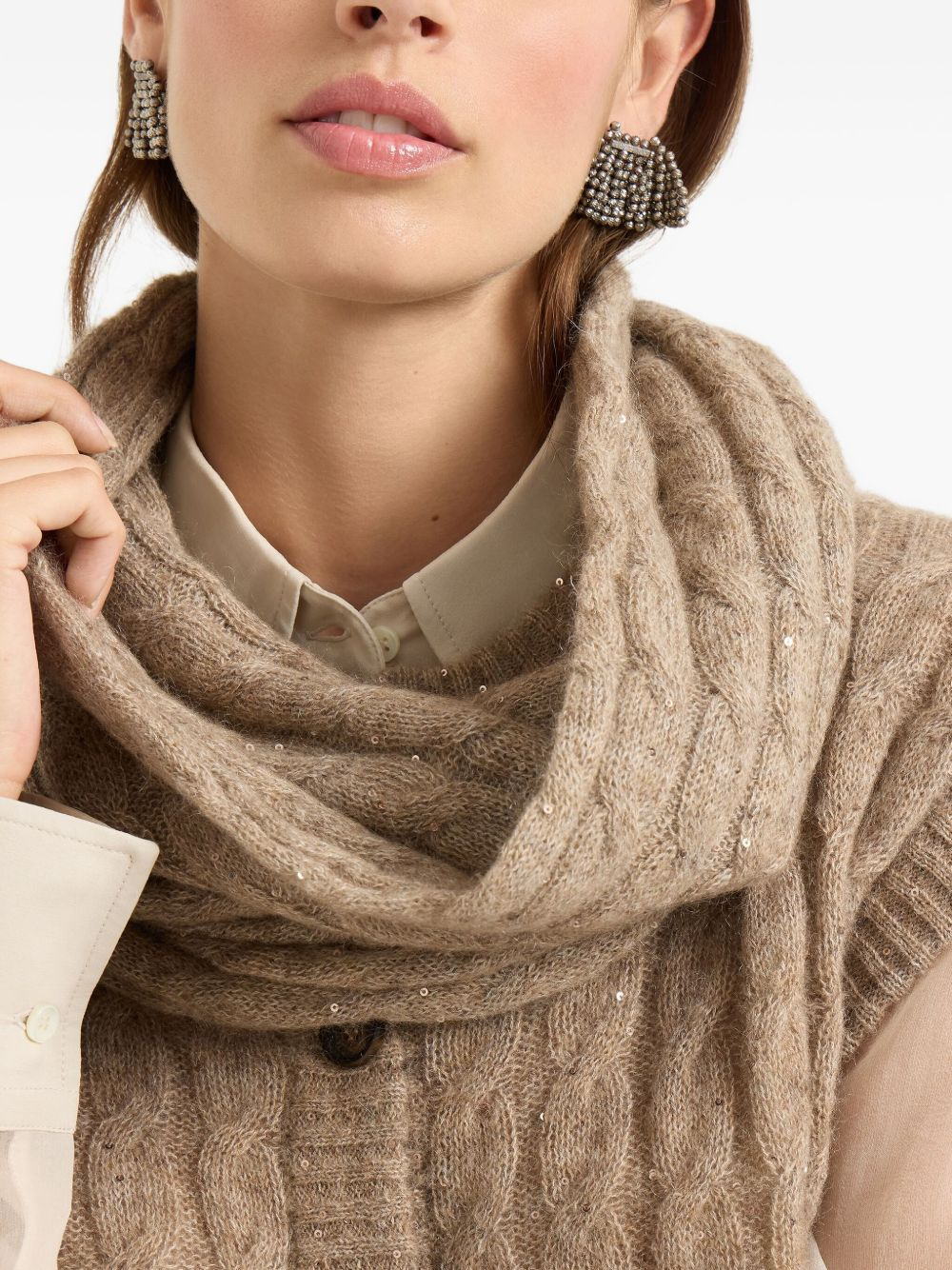 cable-knit sequin scarf - 3