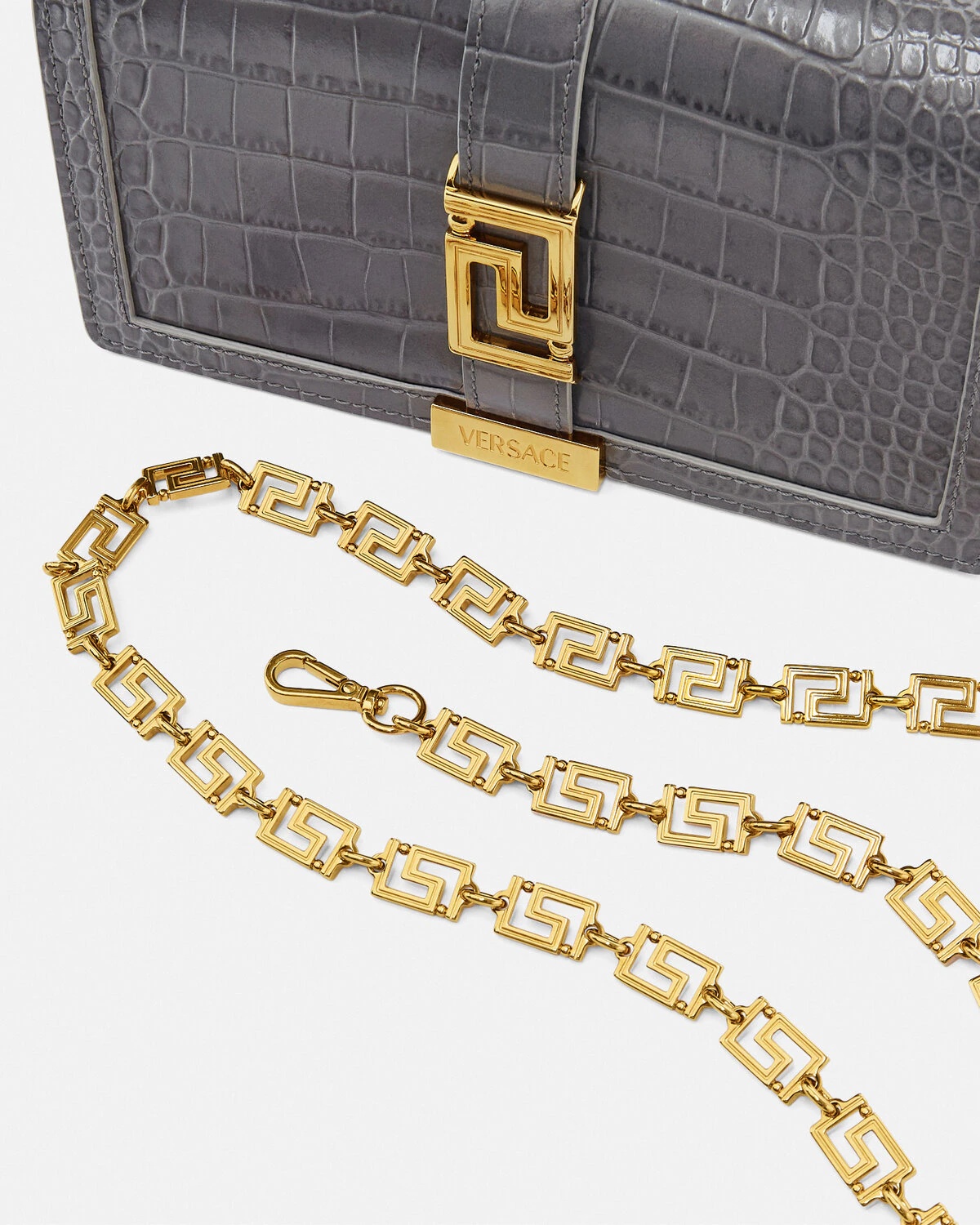 Croc-Effect Greca Goddess Mini Bag - 5