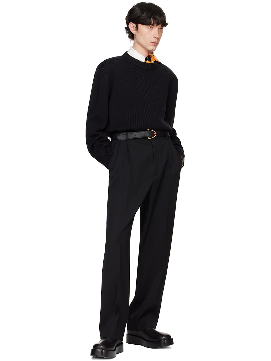 Black Classic Wool Tailored Sweater - 5