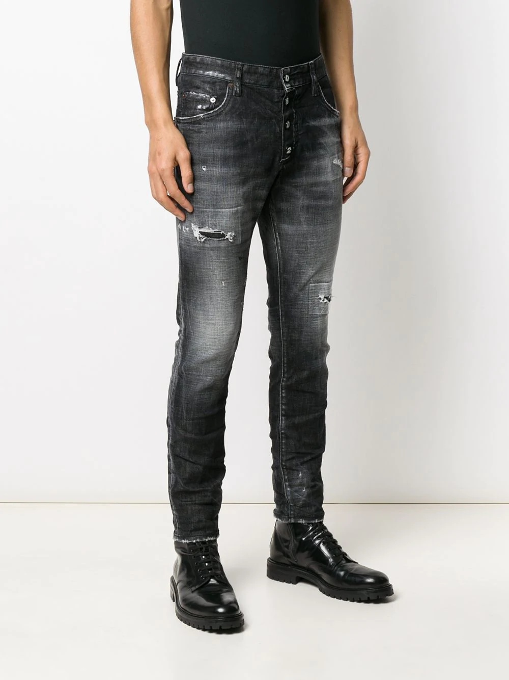 distressed straight-leg jeans - 3