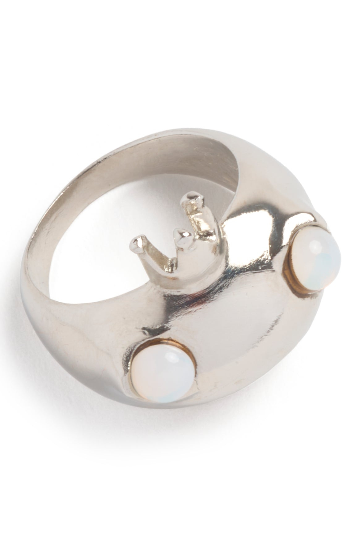 SILVER MOONSTONE FROG PRINCE RING - 4