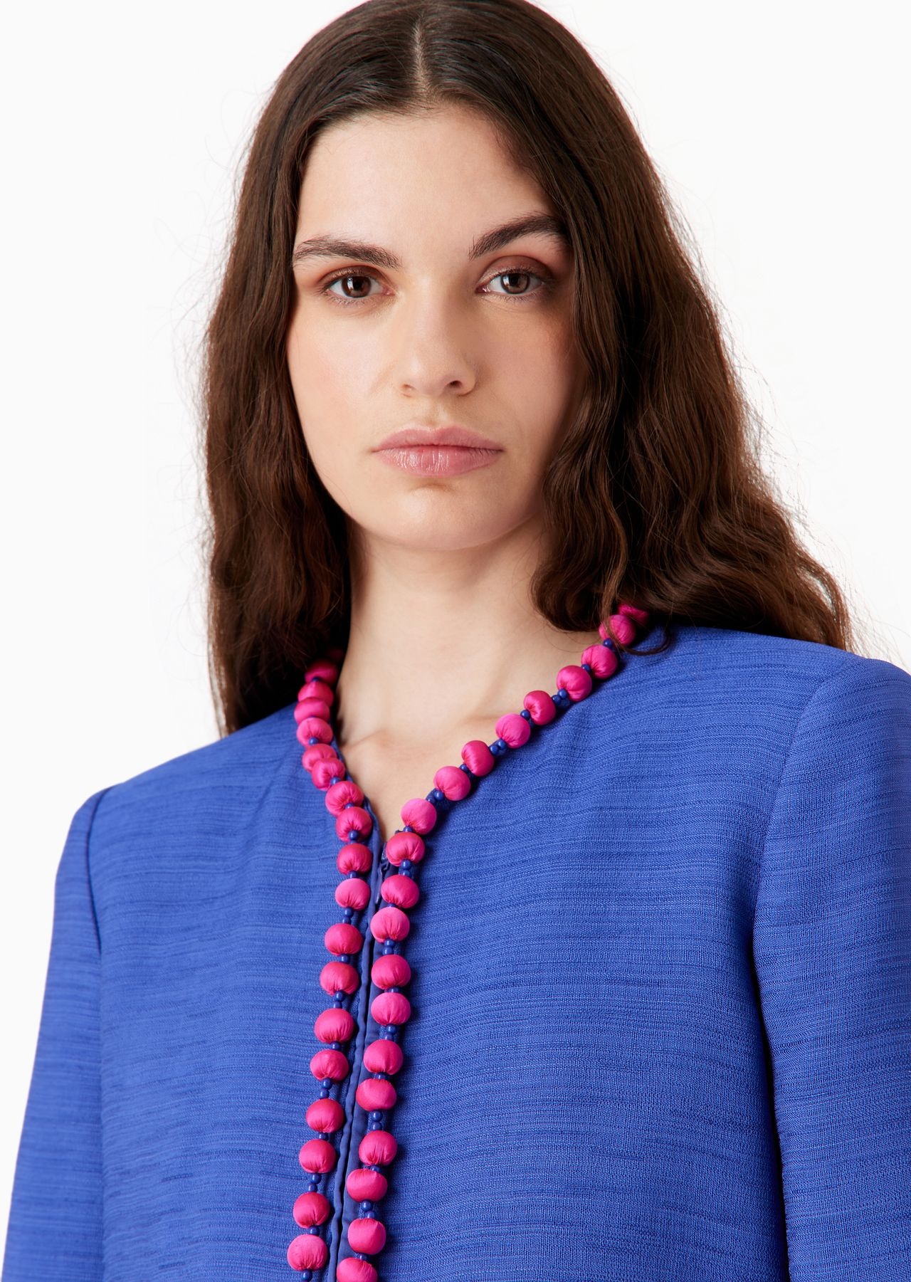 Viscose-crêpe jacket with pom-pom passementerie - 5