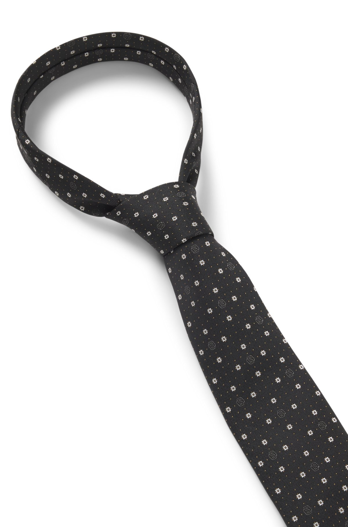 SILK-BLEND TIE WITH MICRO DOUBLE B MONOGRAMS - 6