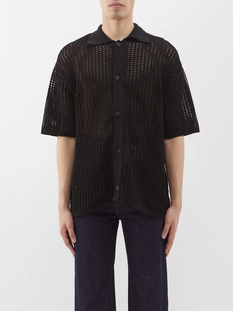 Open-knit short-sleeved shirt - 1