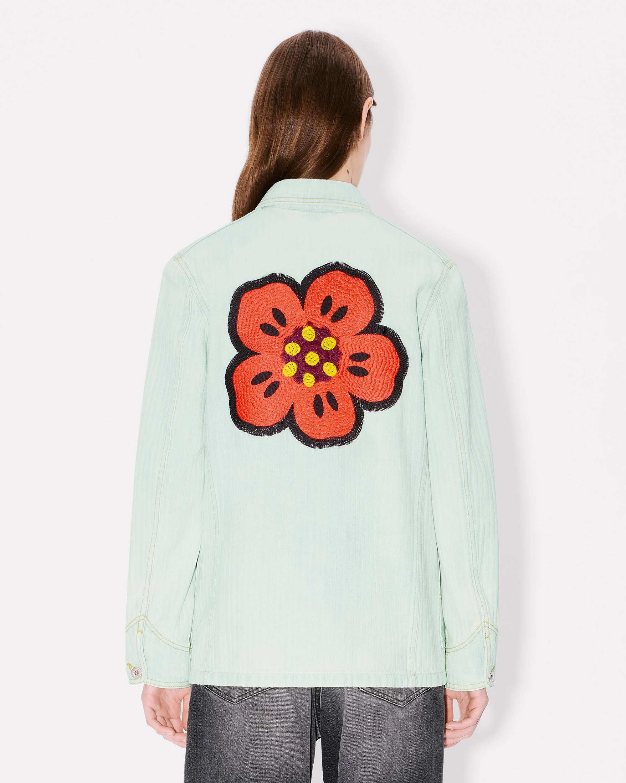 'Boke Flower' embroidered workwear jacket in japanese denim - 5