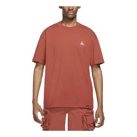 Men's Nike ACG Sports Solid Color Round Neck Short Sleeve Red Brown T-Shirt DJ3642-670 - 1