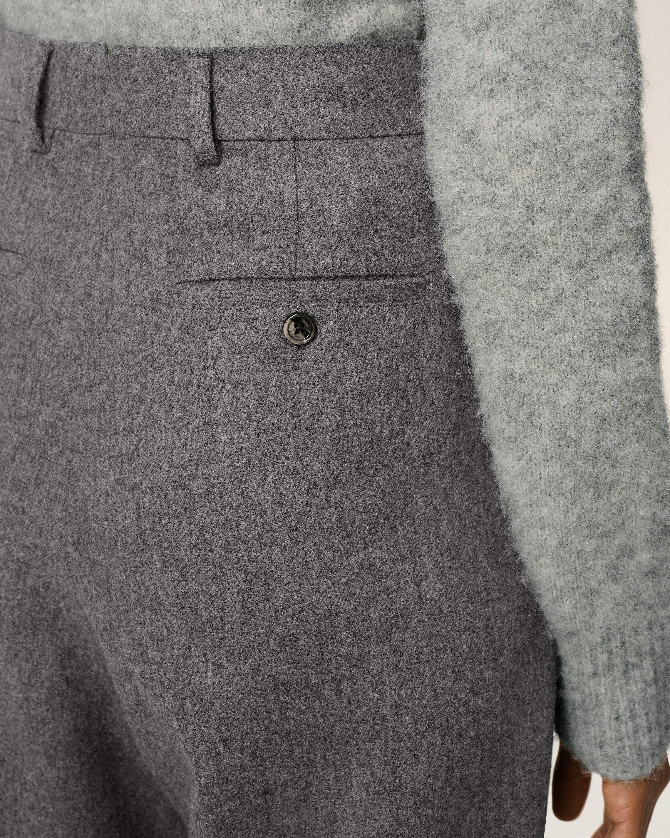 GREY WOOL LARGE FIT TROUSERS - 5