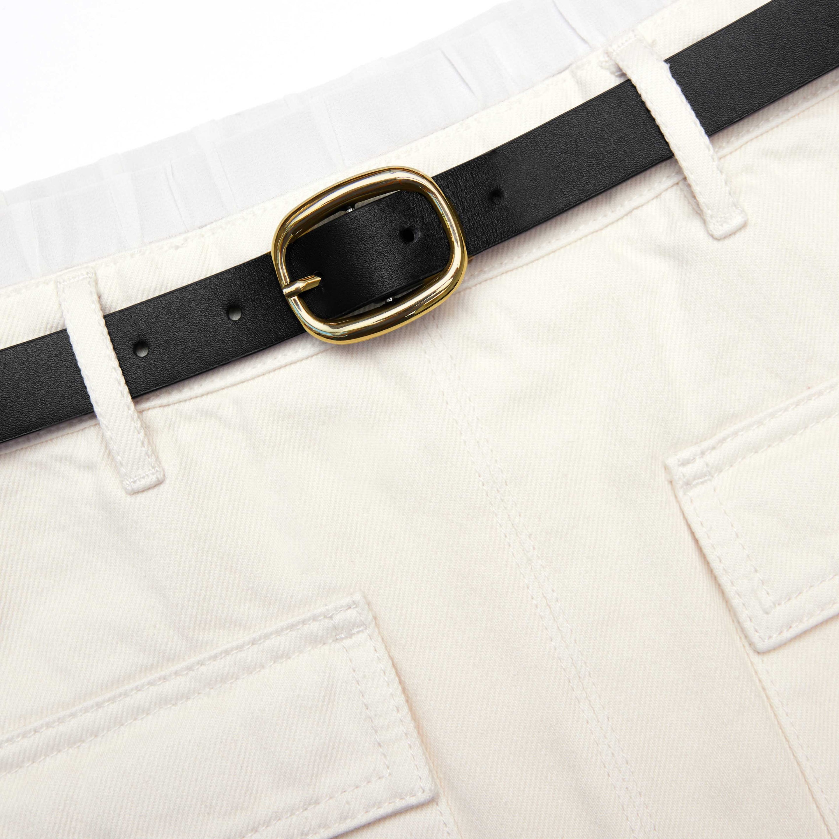 Cream Denim Midi Skirt - 5
