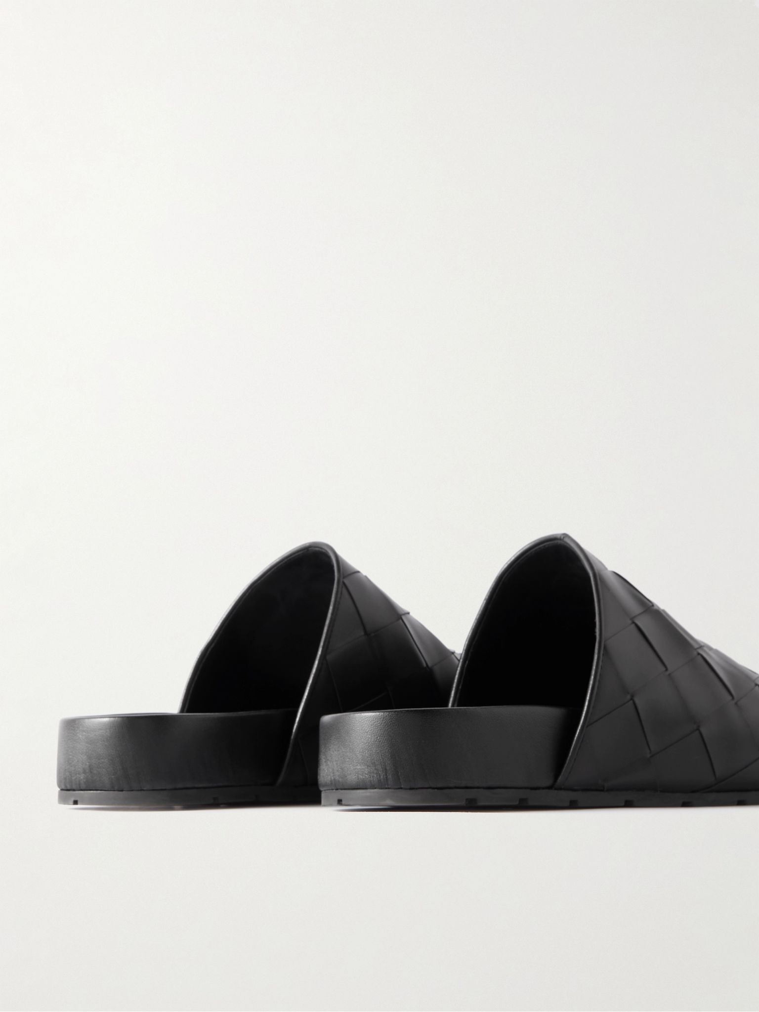 Reggie Intrecciato Leather Slippers Black - 5