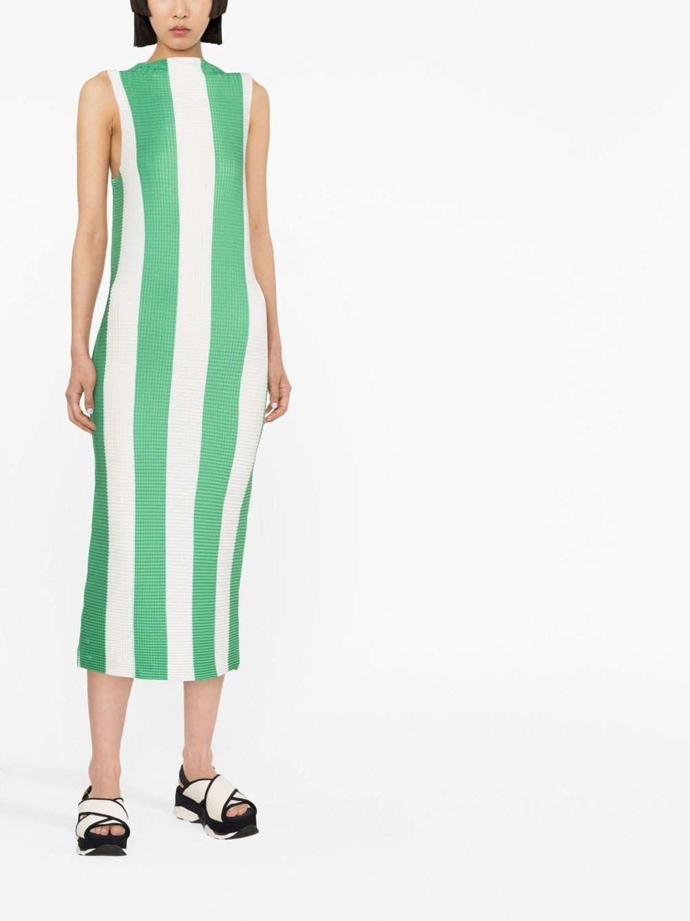 horizontal-pattern print midi dress - 4