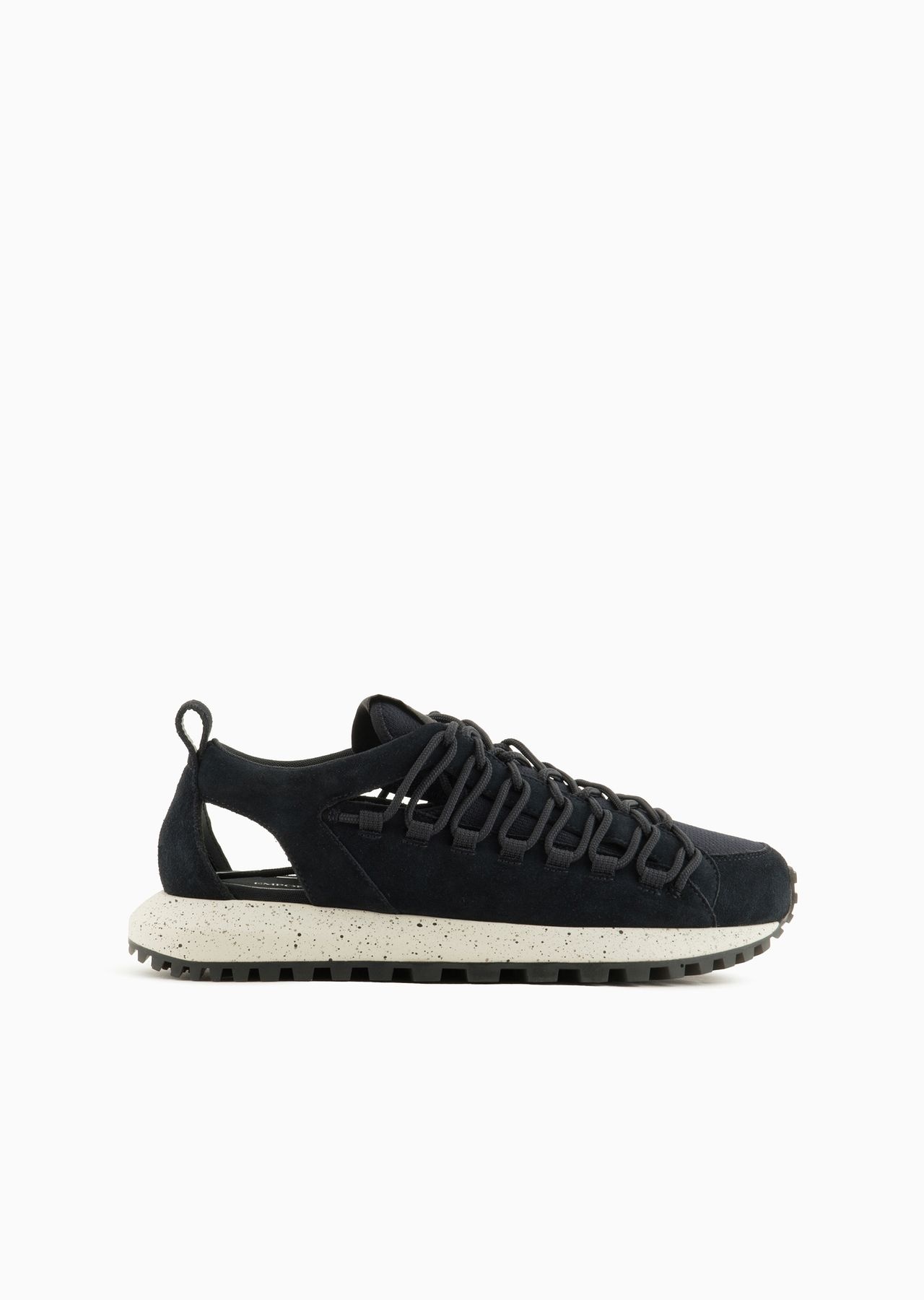 Perforated suede and knit sneakers with hiking laces - 1