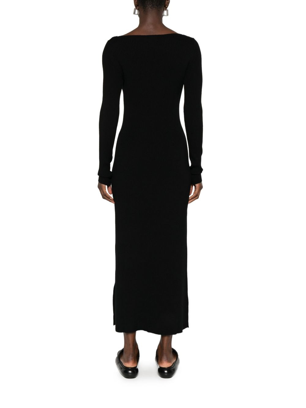 logo-embellished long-sleeve midi dress - 4