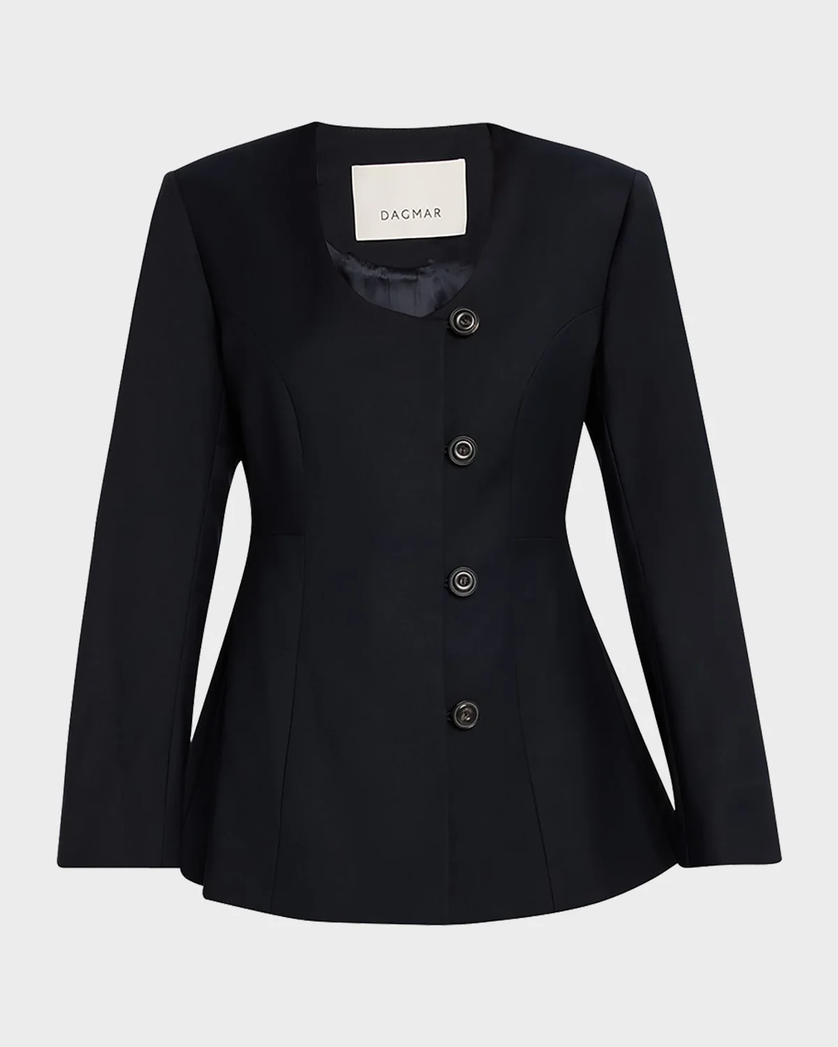 Collarless Sculpted Blazer - 1