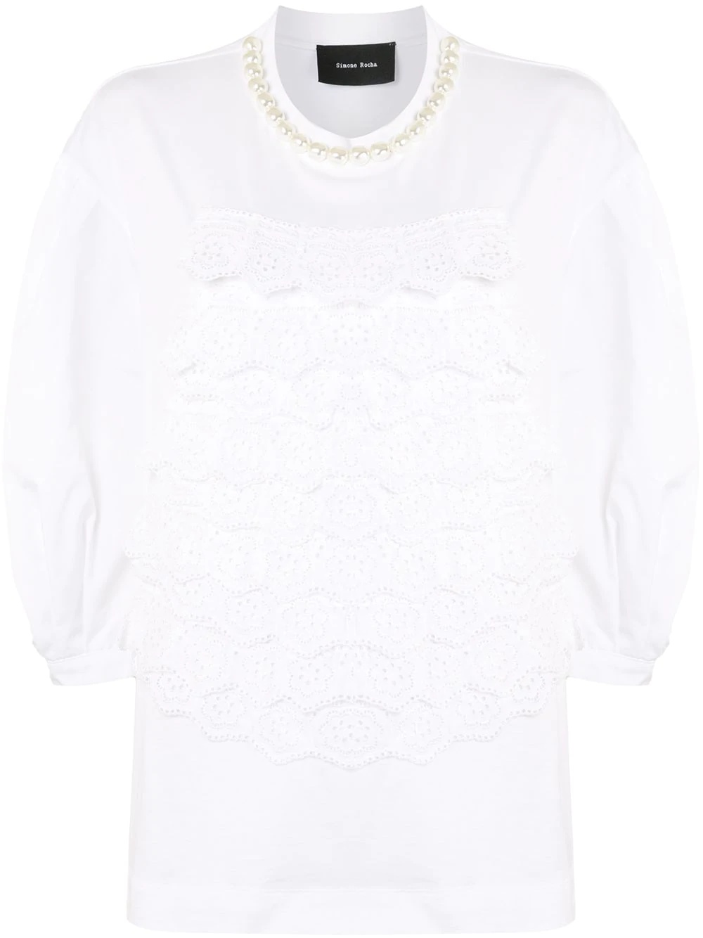 perforated scallop detail blouse - 1