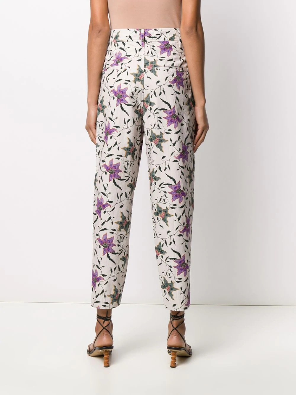 floral print tapered trousers - 4