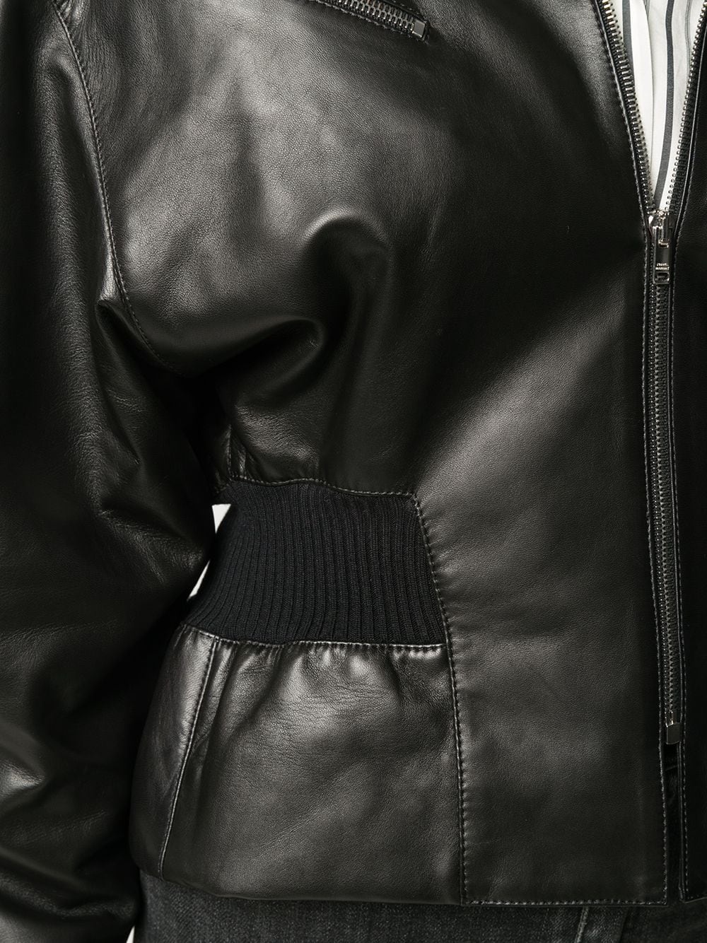 gathered-waist leather jacket - 5