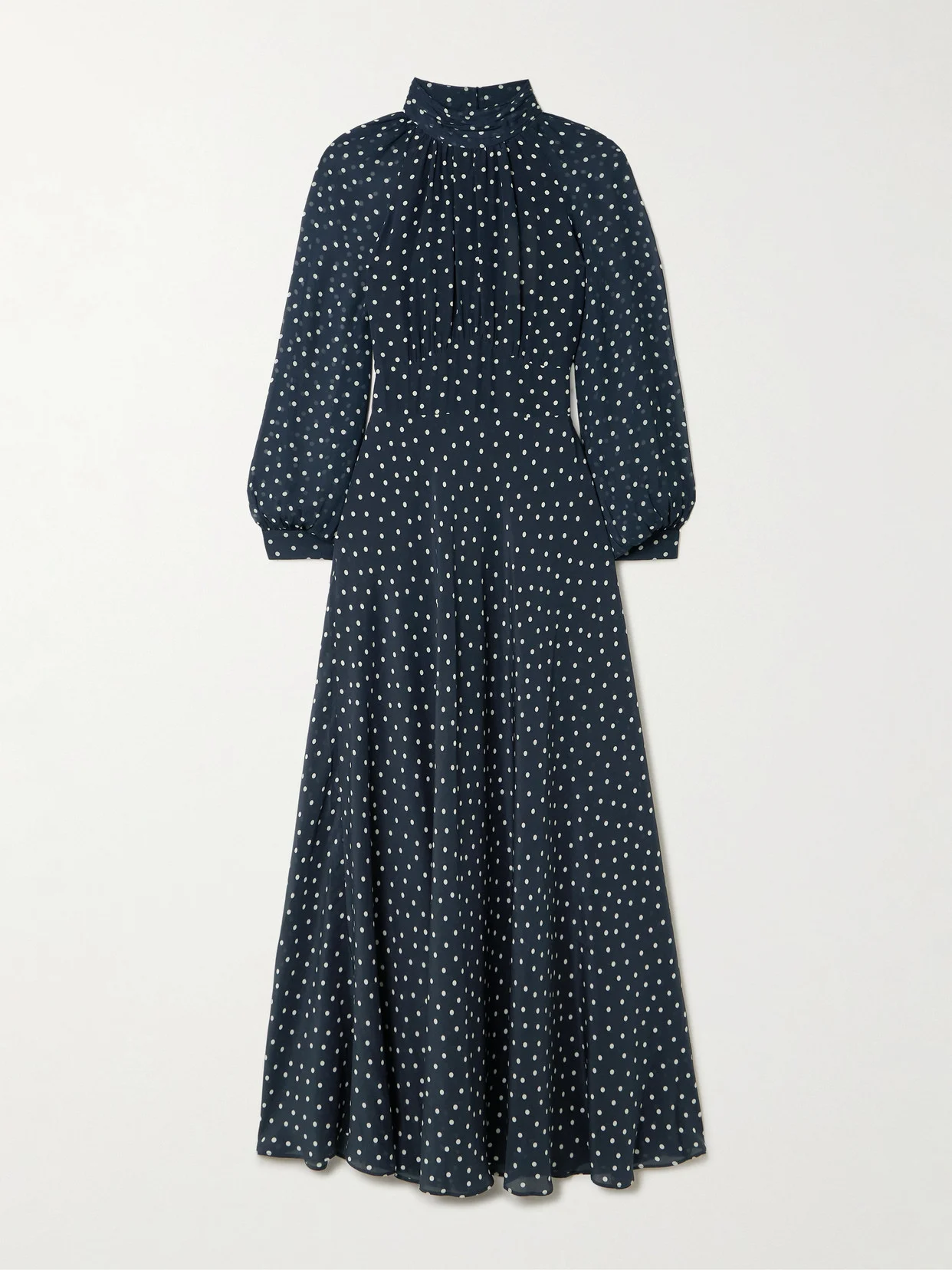 Paige Belted Polka-dot Silk-chiffon Mock-neck Midi Dress - 1