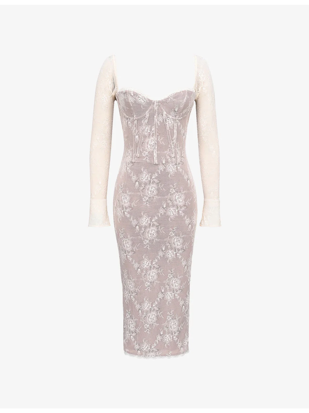 Saisha Long-Sleeve Lace Midi Dress - 1