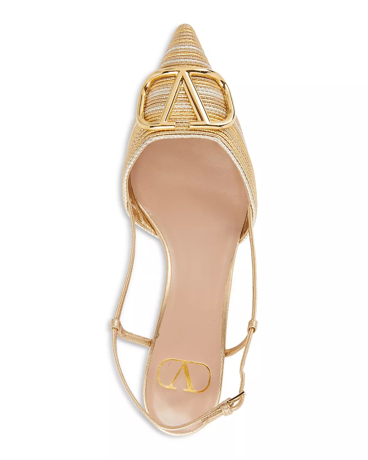 Women's Pointed Toe Logo Kitten Heel Slingback Pumps - 4