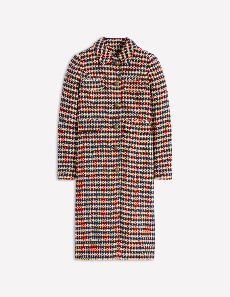 Pocket Detail Coat-Camel, Navy Red 1