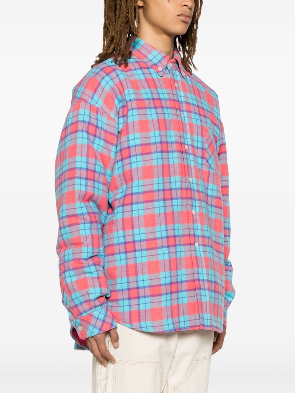 plaid-check padded shirt - 3
