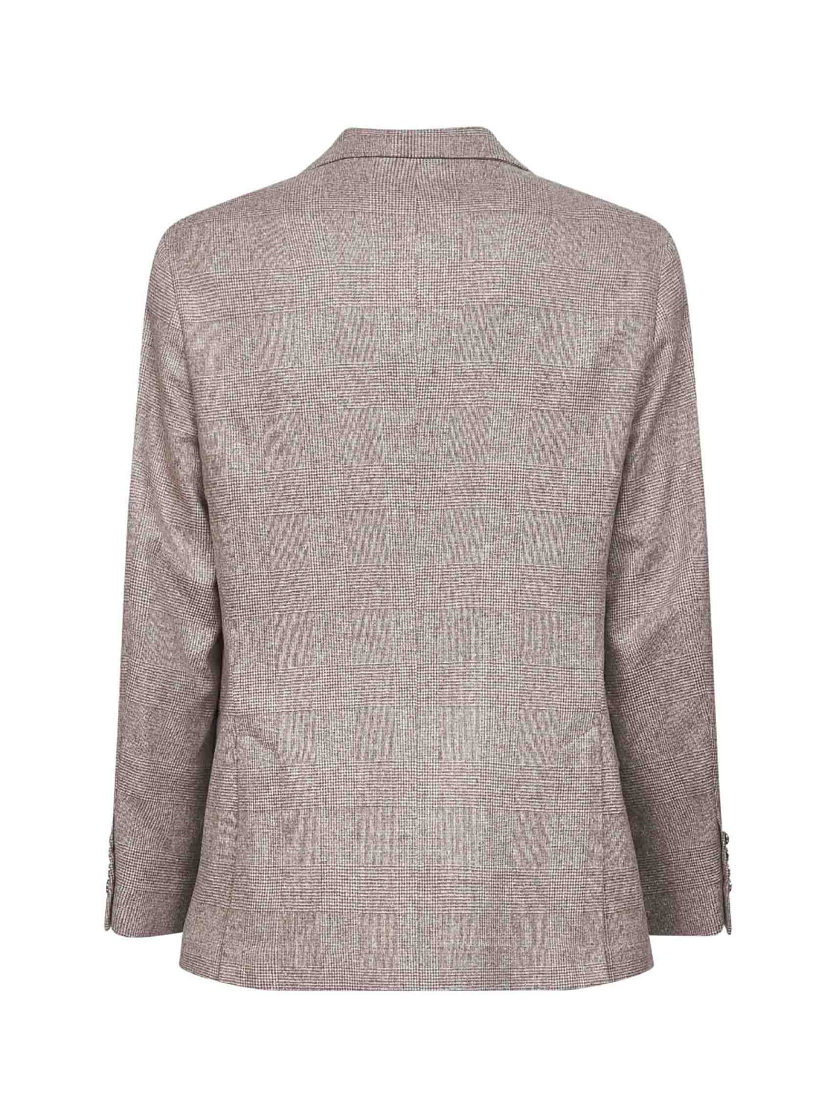 Beige Prince of Wales flannel deconstructed blazer - 2