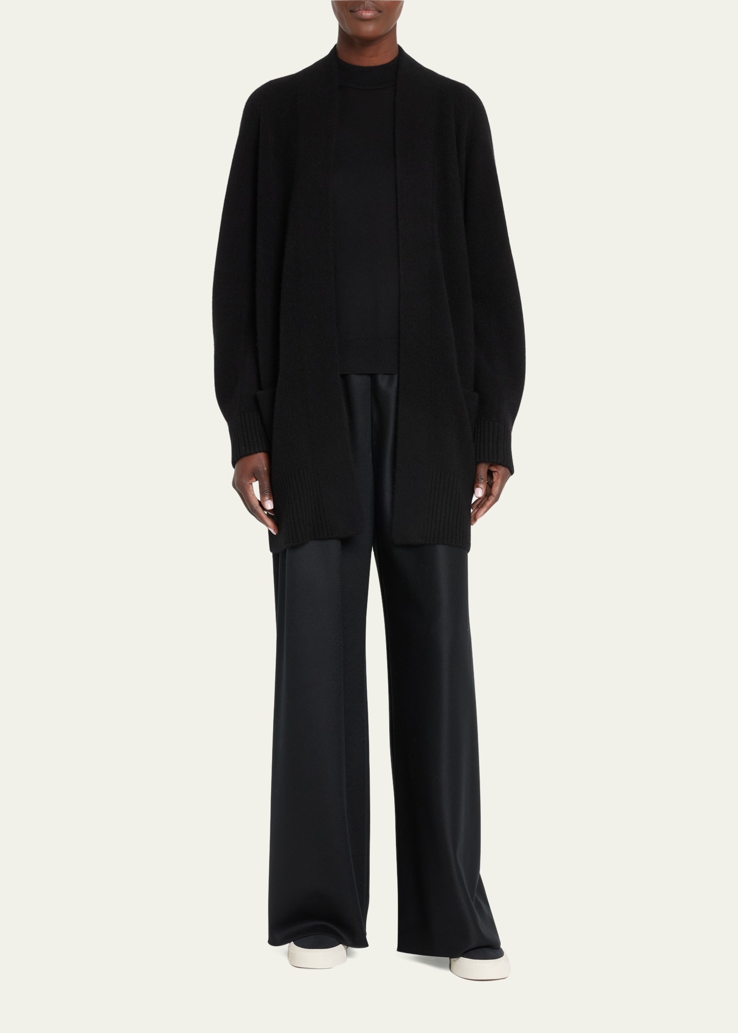 Cashmere Shawl-Collar Open-Front Cardigan - 2