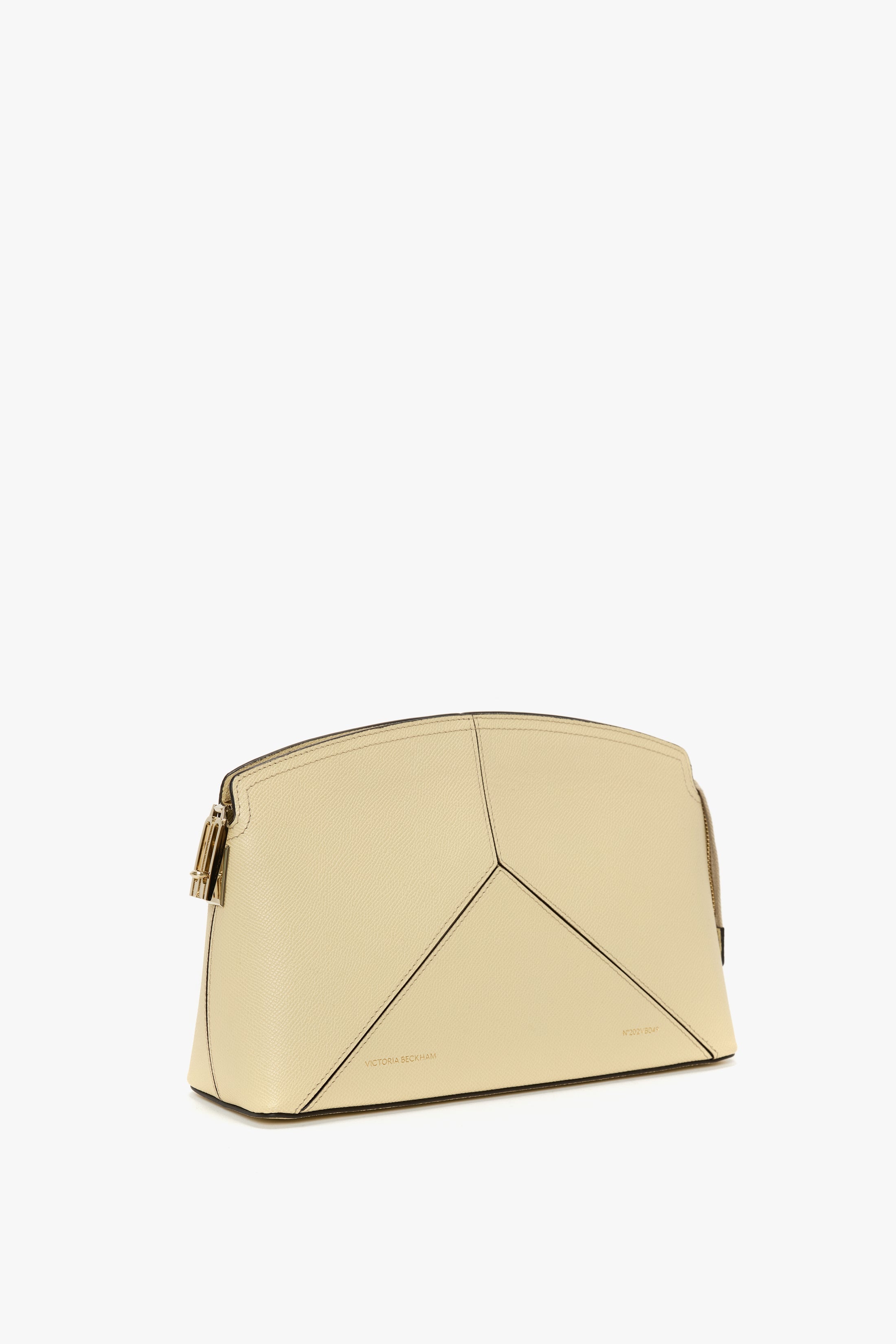 Victoria Clutch Bag In Ivory Grained Leather - 2