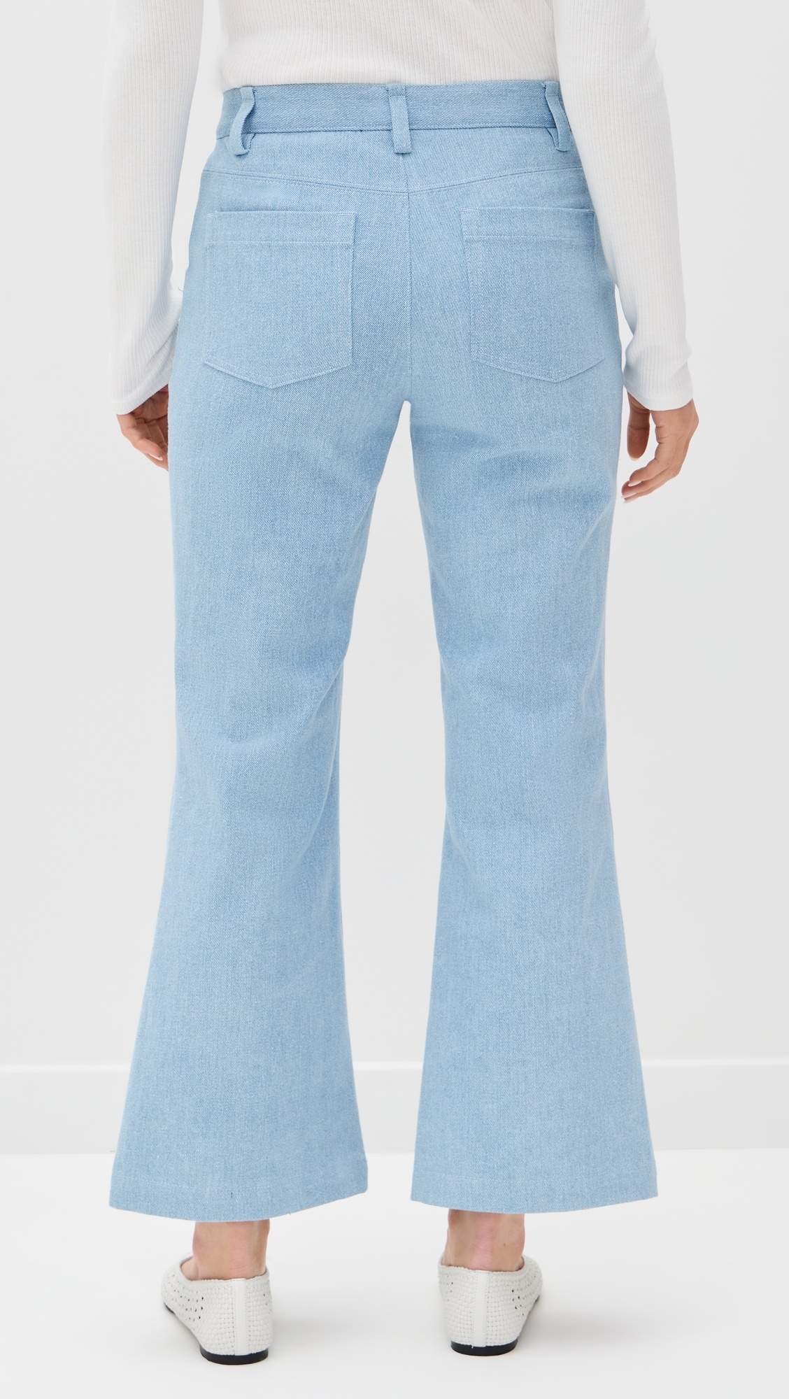 Mid Rise Cropped Flare Twill Pants - 3