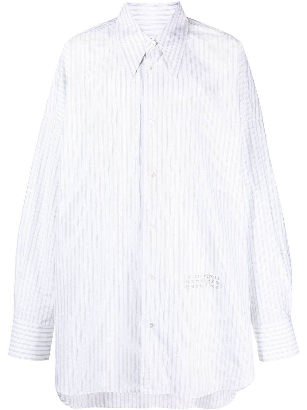 numbers-motif long-line shirt - 1