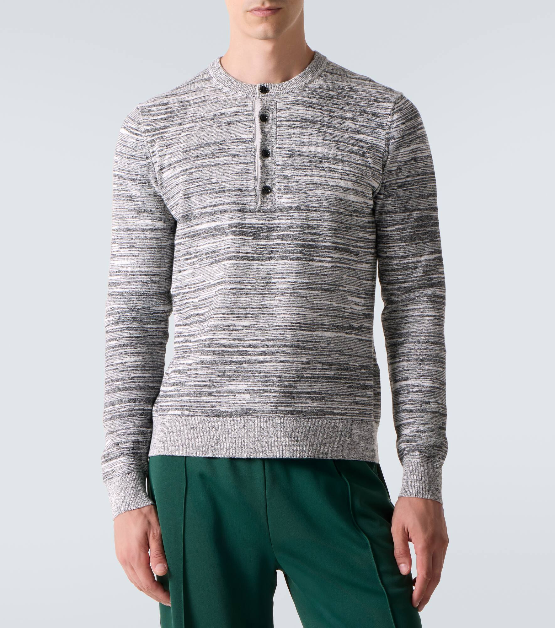 Cotton and linen-blend Henley shirt - 3