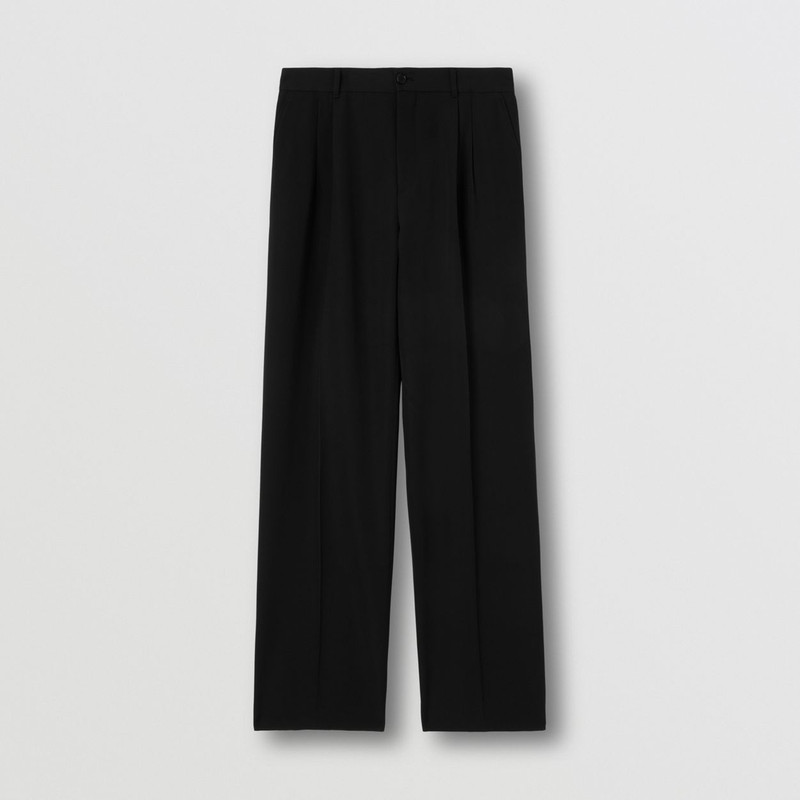 Wide Leg Wool Twill Trousers - 1