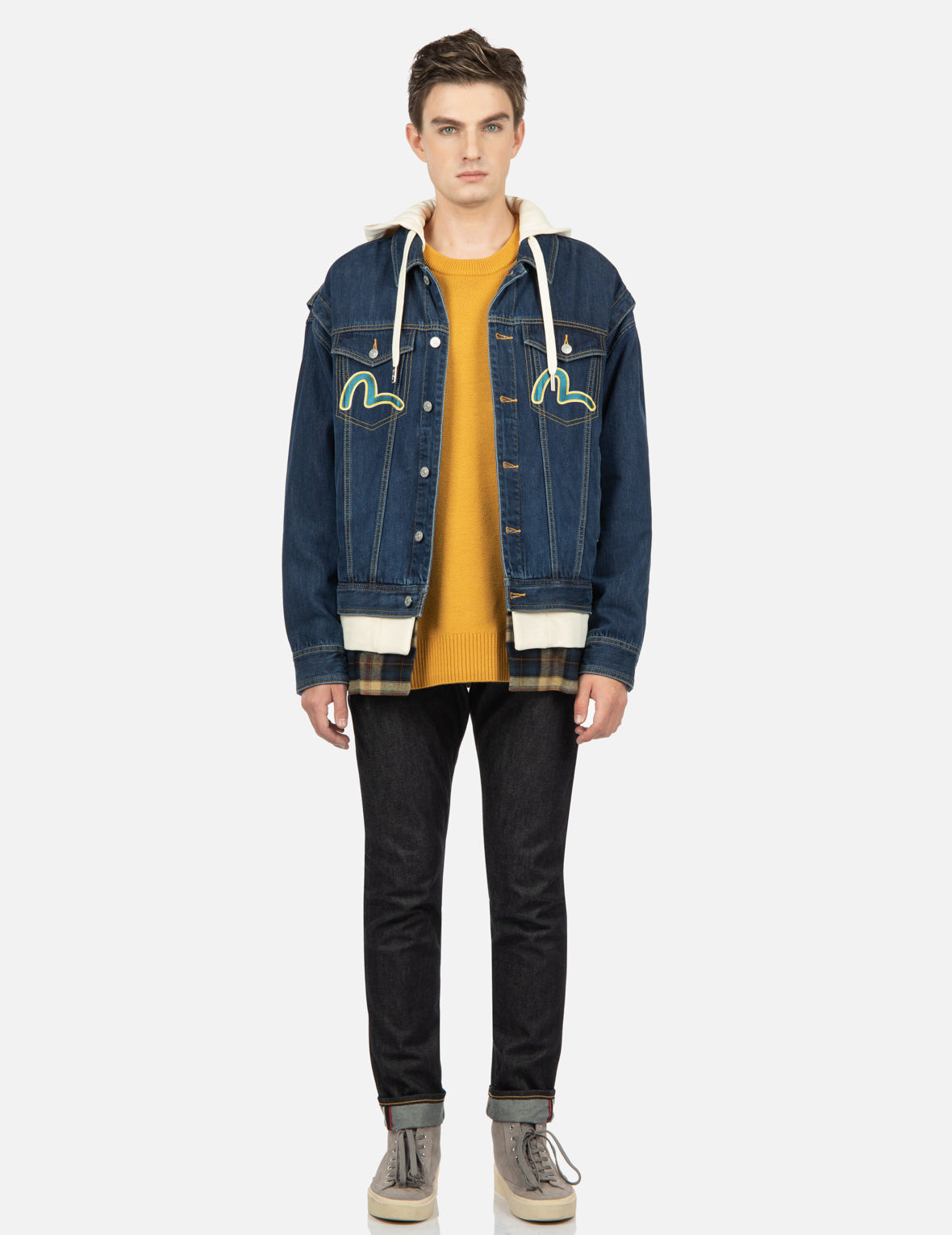 DARUMA LEATHER PATCH DENIM JACKET - 6