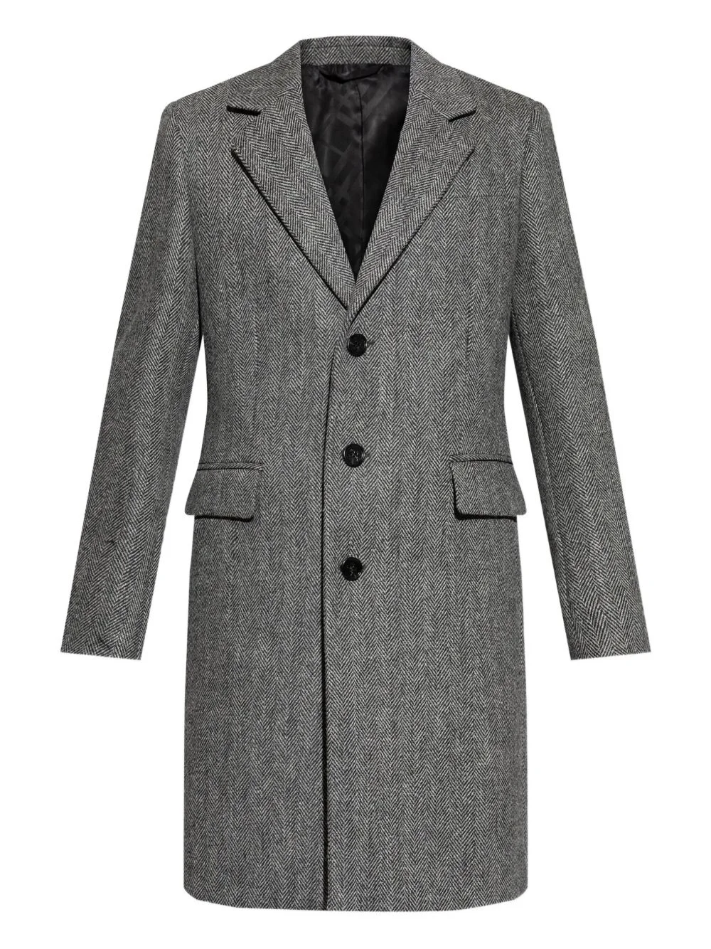 single-breasted herringbone coat - 1